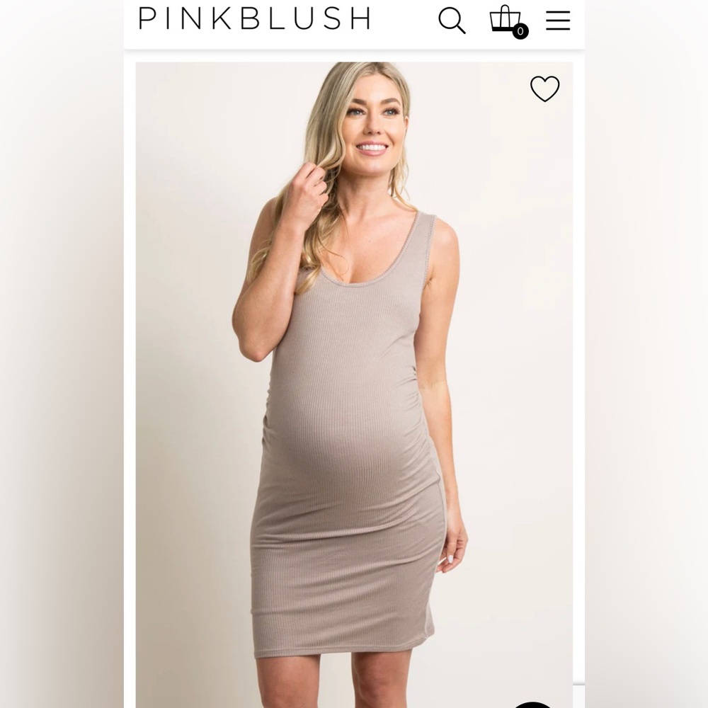 Pink blush maternity mocha ribbed ruched sleeveless dress